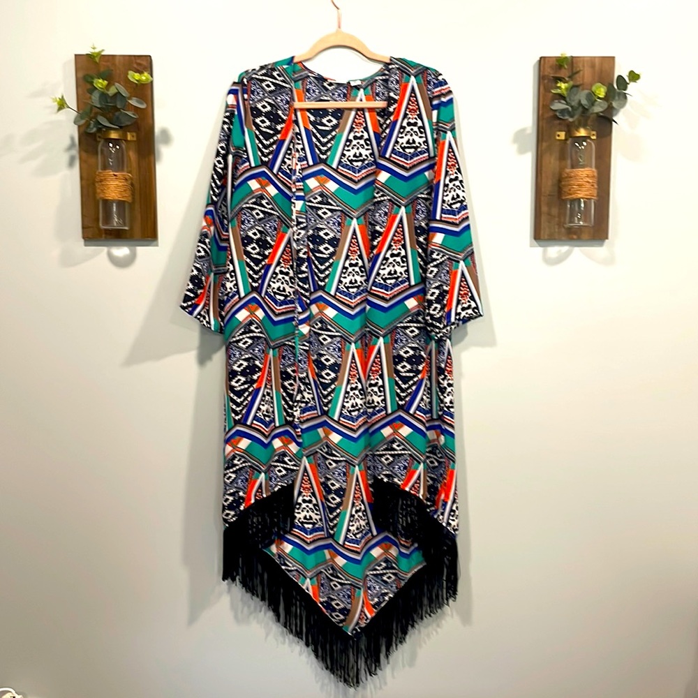 Aztec printed women’s kimono duster